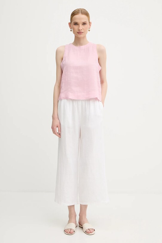 United Colors of Benetton bluzka lniana 5BMLDQ0BU różowy SS25