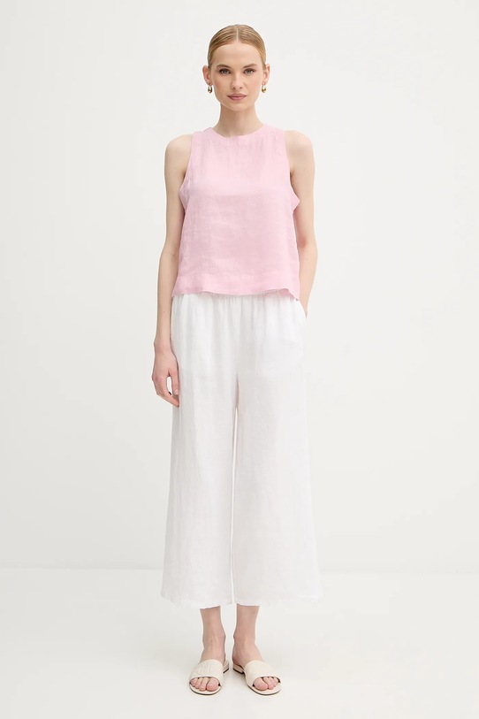 United Colors of Benetton bluză din in 5BMLDQ0BU roz SS25