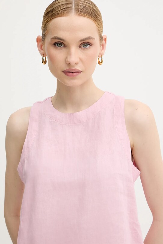 United Colors of Benetton bluzka lniana różowy 5BMLDQ0BU