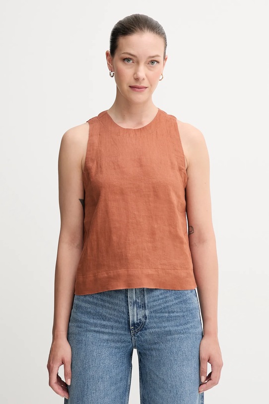 Льняная блузка United Colors of Benetton casual оранжевый 5BMLDQ0BU