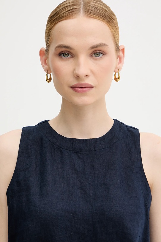 United Colors of Benetton bluză din in bleumarin 5BMLDQ0BU