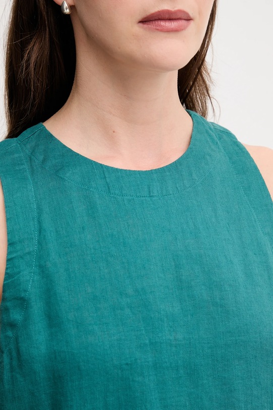 Льняна блузка United Colors of Benetton 5BMLDQ0BU бірюзовий