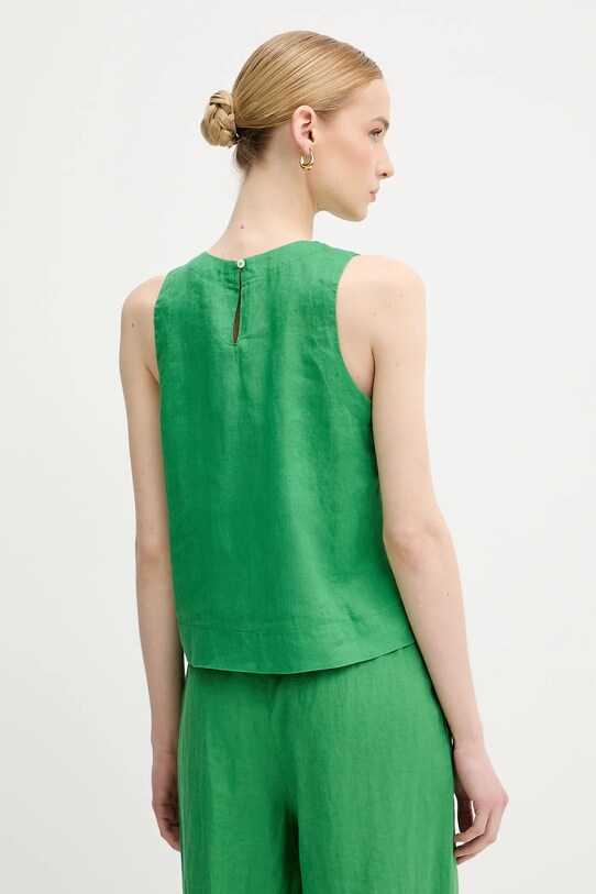 Odzież United Colors of Benetton bluzka lniana 5BMLDQ0BU zielony