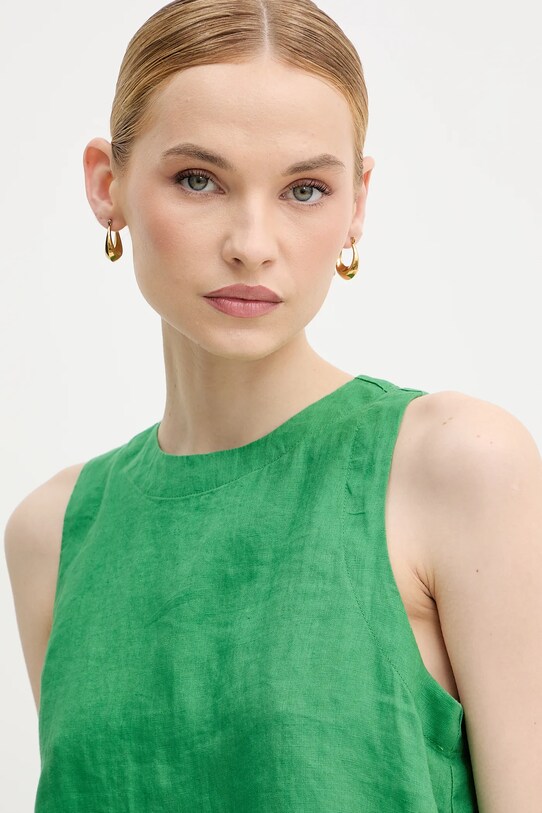 United Colors of Benetton bluzka lniana zielony 5BMLDQ0BU