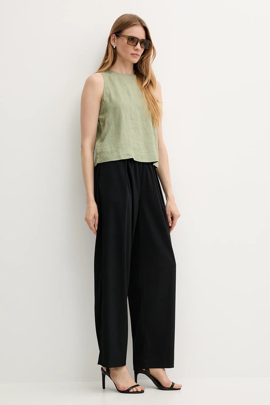United Colors of Benetton bluzka lniana 5BMLDQ0BU zielony SS25