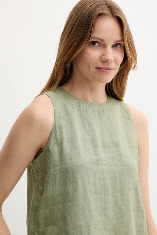 United Colors of Benetton bluzka lniana zielony 5BMLDQ0BU