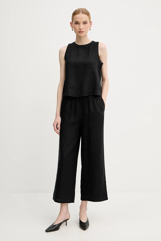 United Colors of Benetton bluzka lniana 5BMLDQ0BU czarny SS25
