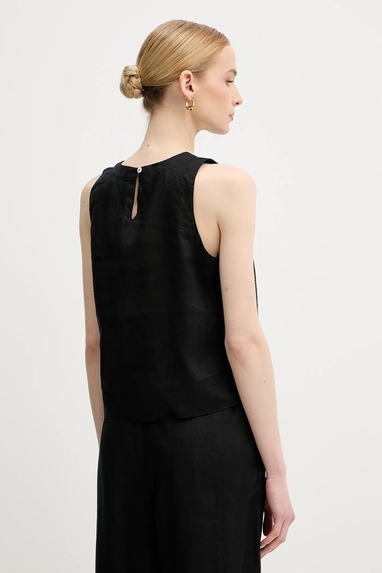 Îmbrăcăminte United Colors of Benetton bluză din in 5BMLDQ0BU negru