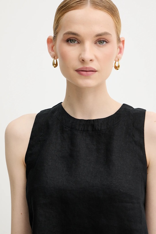 United Colors of Benetton bluză din in negru 5BMLDQ0BU