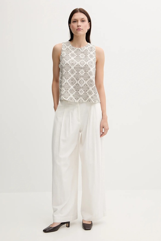 Льняний топ United Colors of Benetton 5KPRDQ0BU білий SS25