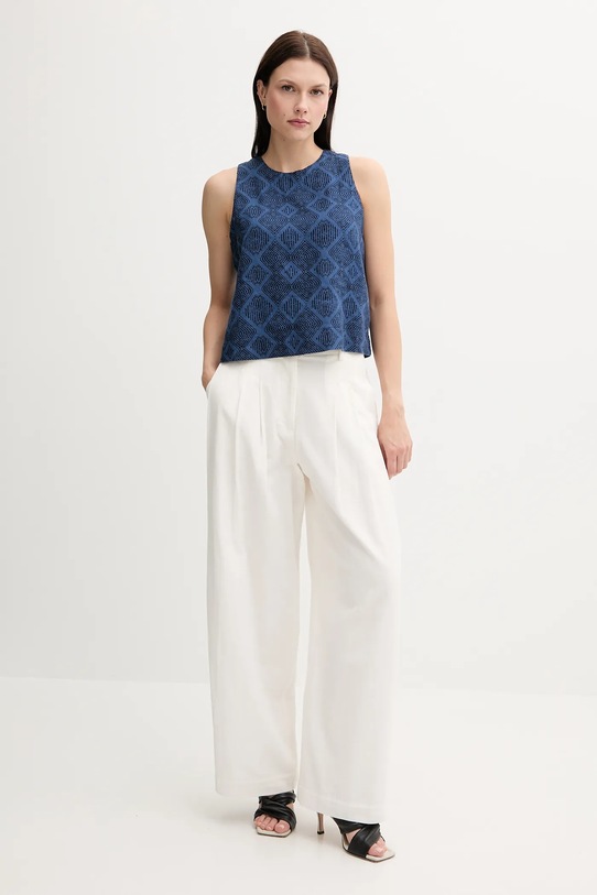 Ľanový top United Colors of Benetton 5KPRDQ0BU modrá SS25