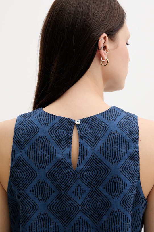 Ľanový top United Colors of Benetton 5KPRDQ0BU modrá