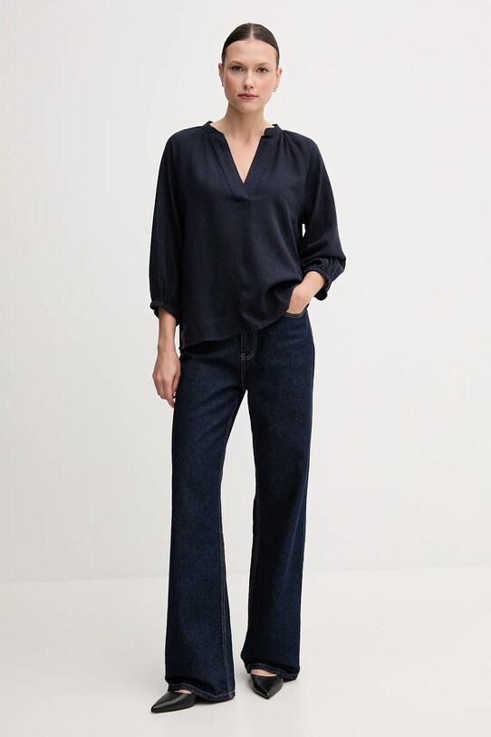 Lanena bluza Gant 4300475 mornarsko plava SS25