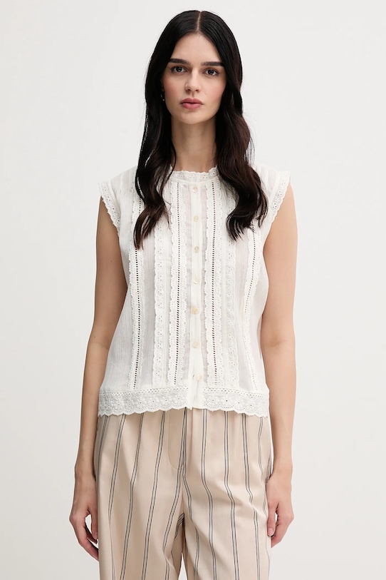 Hoss Intropia bluzka bawełniana bawełna beżowy 5879147