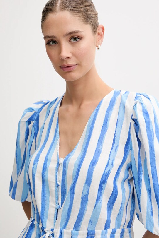 Pedro del Hierro bluzka lniana fioletowy 7659079