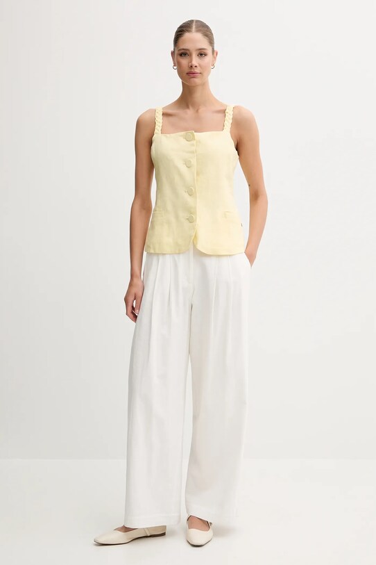 Pedro del Hierro bluzka lniana 7659073 żółty SS25