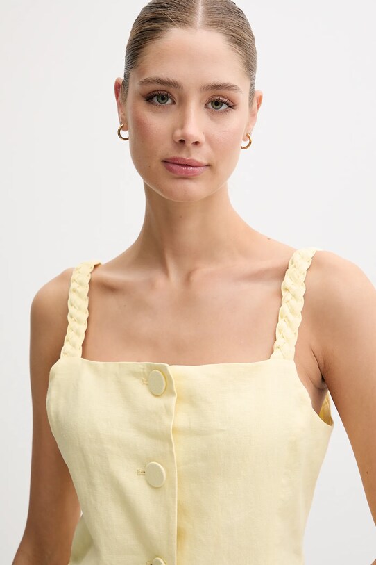 Pedro del Hierro bluzka lniana żółty 7659073