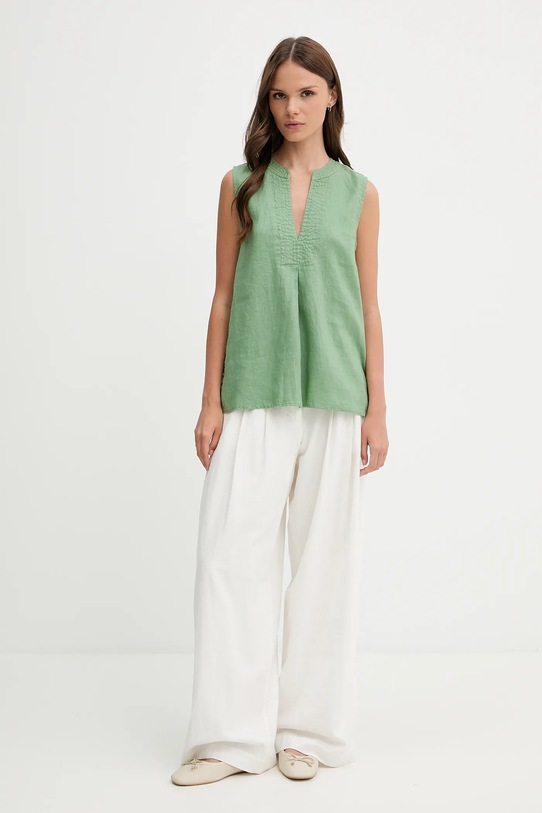 Ľanová blúzka Pedro del Hierro 7659074 zelená SS25