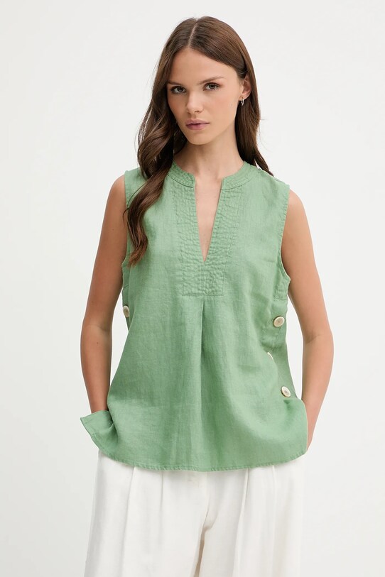Pedro del Hierro bluză din in verde 7659074