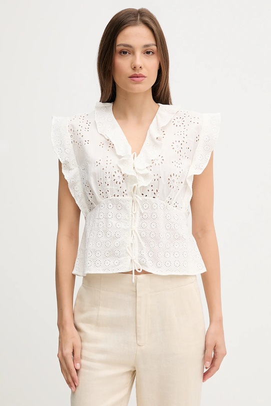 Bombažna majica Pedro del Hierro Brez vzorca bela 7659080