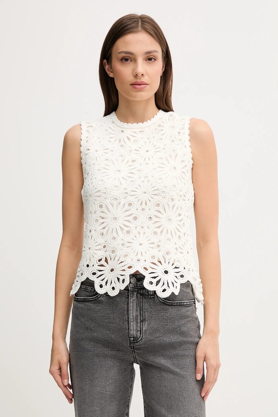 Pedro del Hierro bluzka bawełniana regular beżowy 7659078
