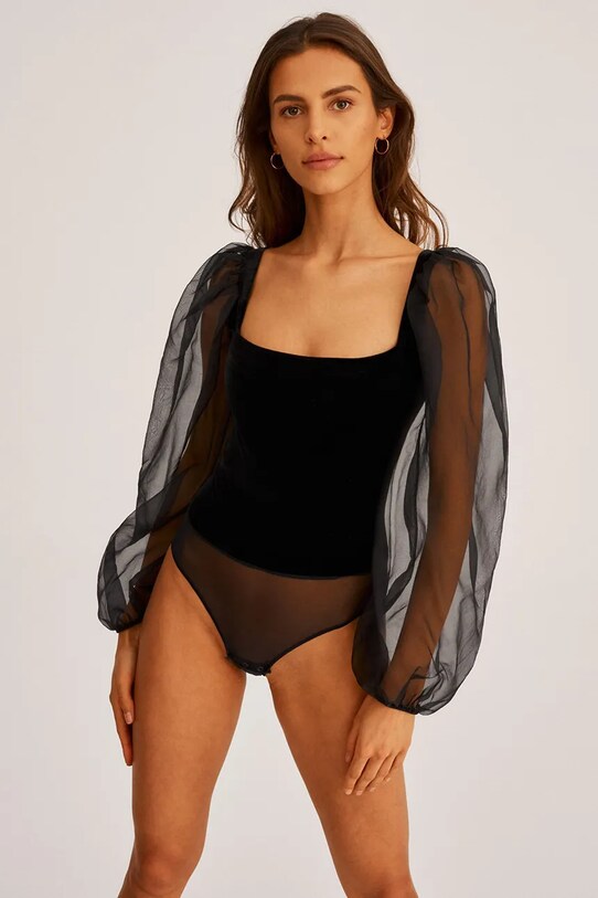 Body Undress Code Hazy Line Bodysuit Thong slim čierna 815