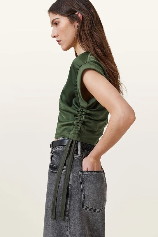 AllSaints bluza MIRA SATIN W054JC verde SS25