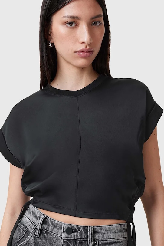 AllSaints bluzka MIRA SATIN W054JC czarny SS25