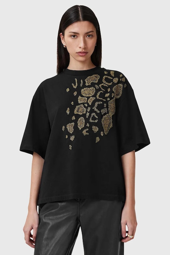 AllSaints tricou din bumbac FLOW EMB AMELIE print negru W068JC