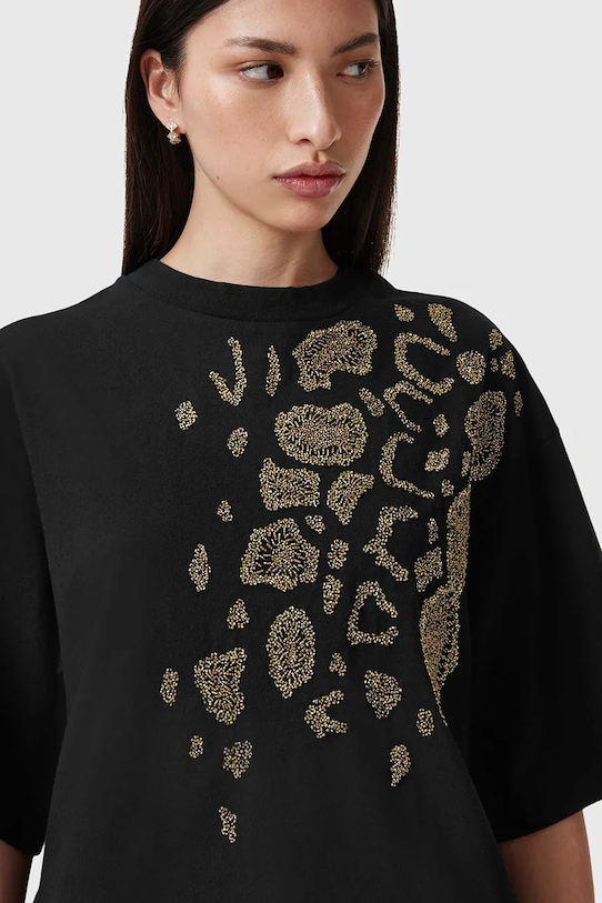 Бавовняна футболка AllSaints FLOW EMB AMELIE W068JC чорний SS25