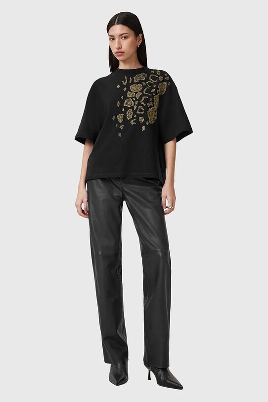 AllSaints tricou din bumbac FLOW EMB AMELIE negru W068JC