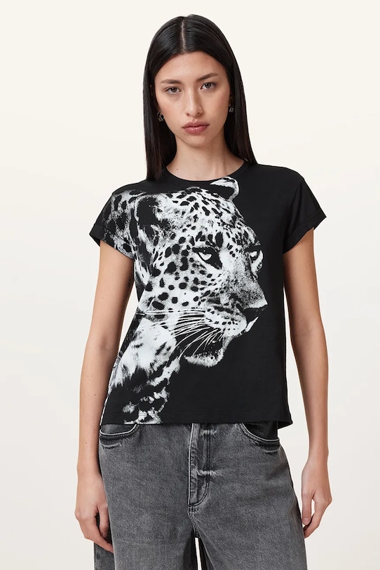 AllSaints tricou din bumbac KIARA ANNA print negru W155JC