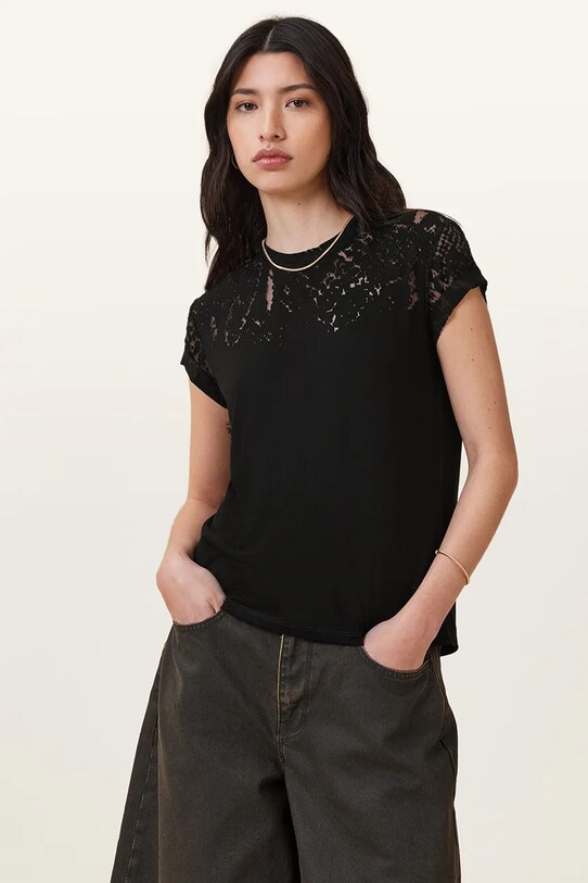 AllSaints tricou ANNA uni negru W188JB