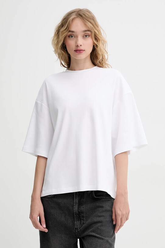 Bavlněné tričko AllSaints AMELIE kulatý bílá W195JA