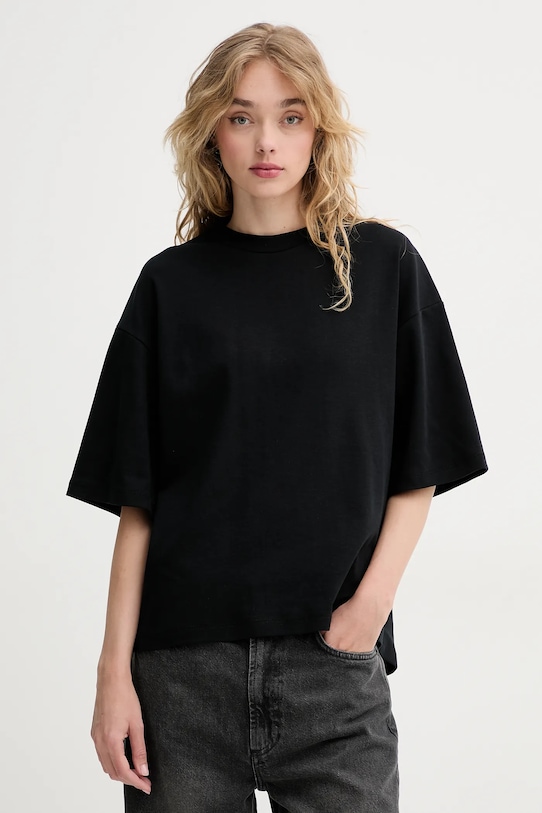 AllSaints tricou din bumbac AMELIE uni negru W195JA