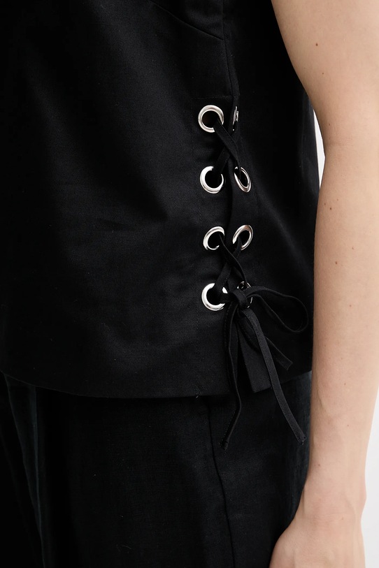 Sisley bluză din amestec de in 5W7HLH01H negru