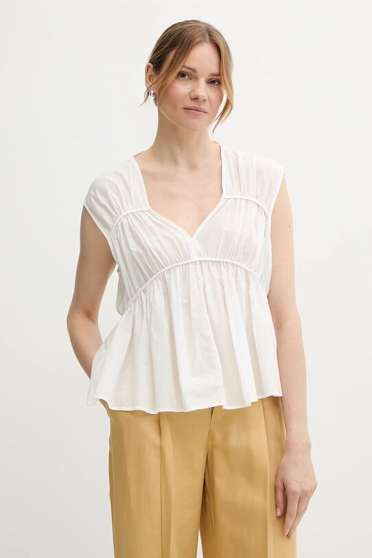 Sisley camicetta in cotone semplice bianco 5HO1LQ08X