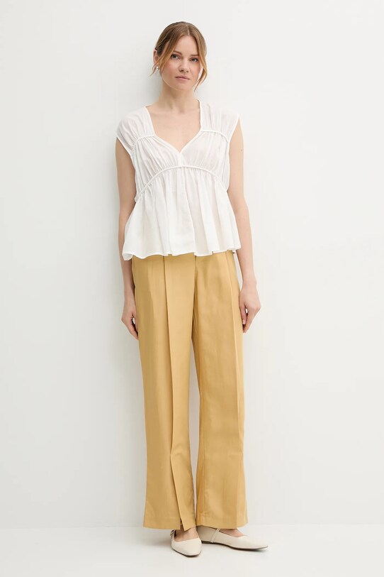 Sisley bluzka bawełniana 5HO1LQ08X biały SS25