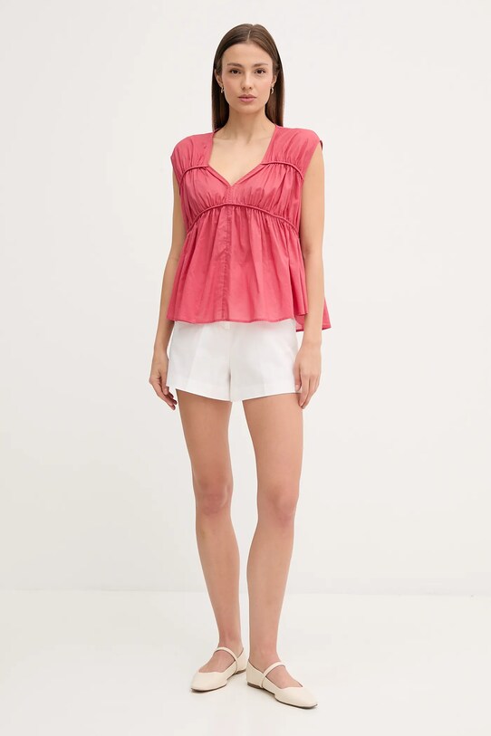 Sisley bluză din bumbac 5HO1LQ08X roz SS25
