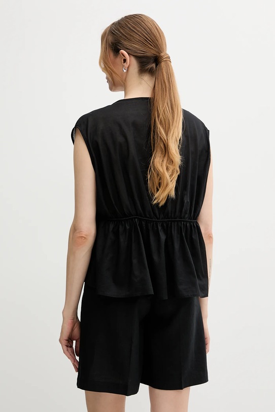 Îmbrăcăminte Sisley bluză din bumbac 5HO1LQ08X negru