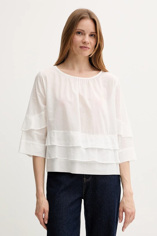 Sisley camicetta in cotone semplice bianco 5HO1LQ08T