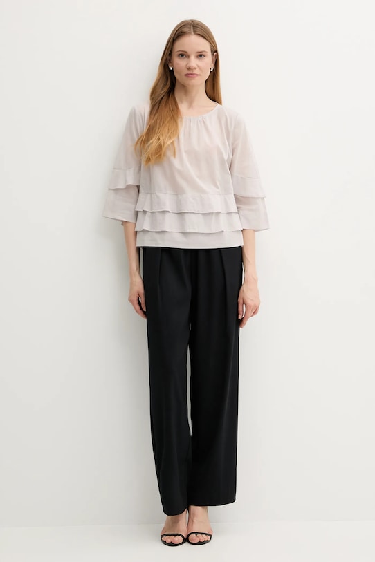 Pamučna majica Sisley 5HO1LQ08T siva SS25