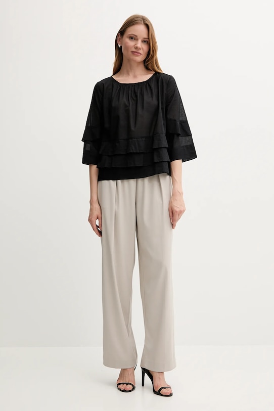 Sisley bluză din bumbac 5HO1LQ08T negru SS25