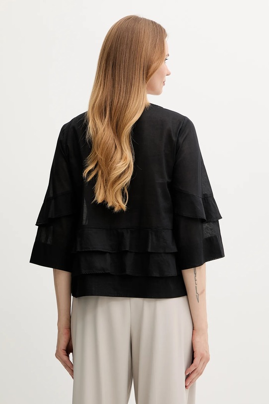 Îmbrăcăminte Sisley bluză din bumbac 5HO1LQ08T negru