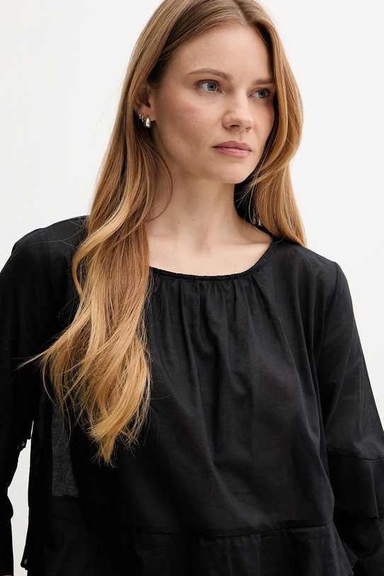 Sisley bluză din bumbac negru 5HO1LQ08T