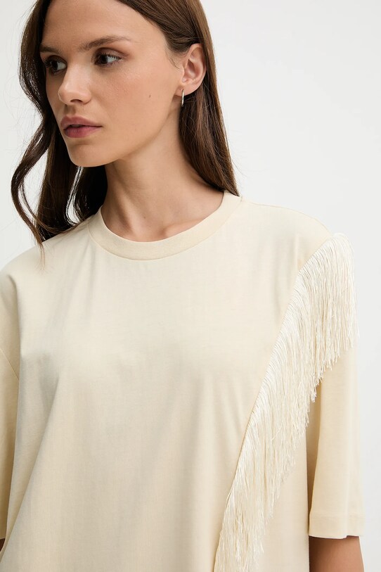 Sisley tricou din bumbac bej 3F8NL107B