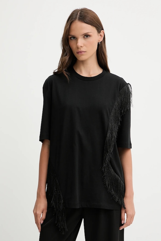 Бавовняна футболка Sisley бавовна чорний 3F8NL107B