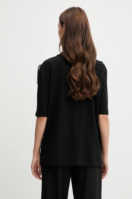 Sisley t-shirt bawełniany 3F8NL107B czarny SS25