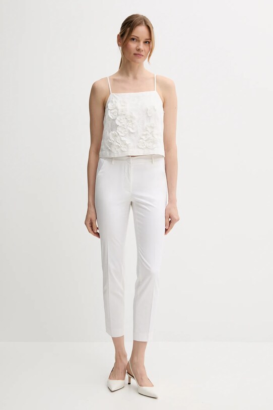 Bavlněná halenka Sisley 5WFQLH01G bílá SS25