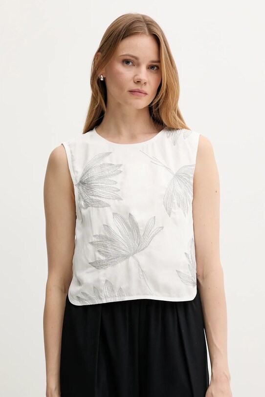 Sisley blusa in lino misto regolare beige 5HZELH01L